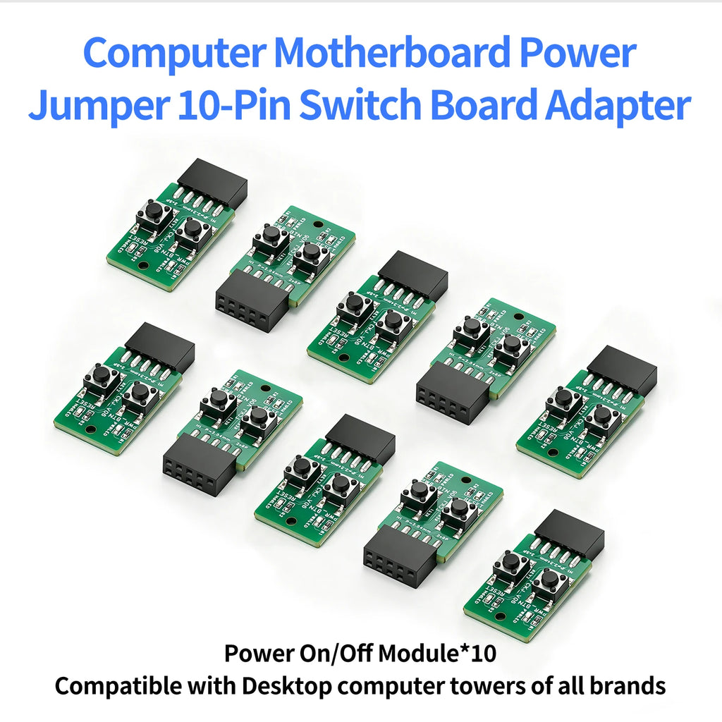 Mini Computer Power Reset Switch Board 9-Pin Connector Front Panel Header for PC Desktop Motherboards with LED Status Indicators