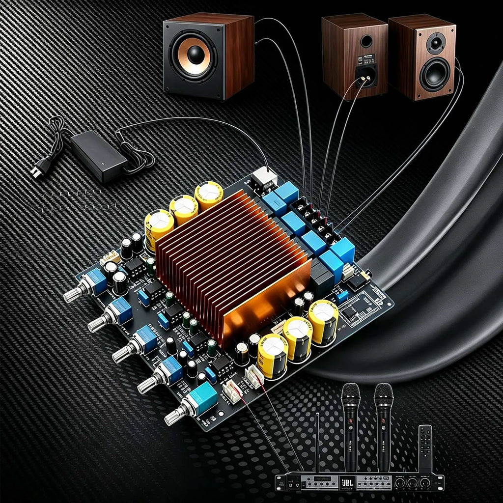YJCO TPA3255 HIFI 2.1 Amplifier Board QCC3084 Bluetooth 5.4 24Bit/96K LDAC AptX HD 300W×2/4Ω+600W/2Ω Subwoofer Output Audio Amp