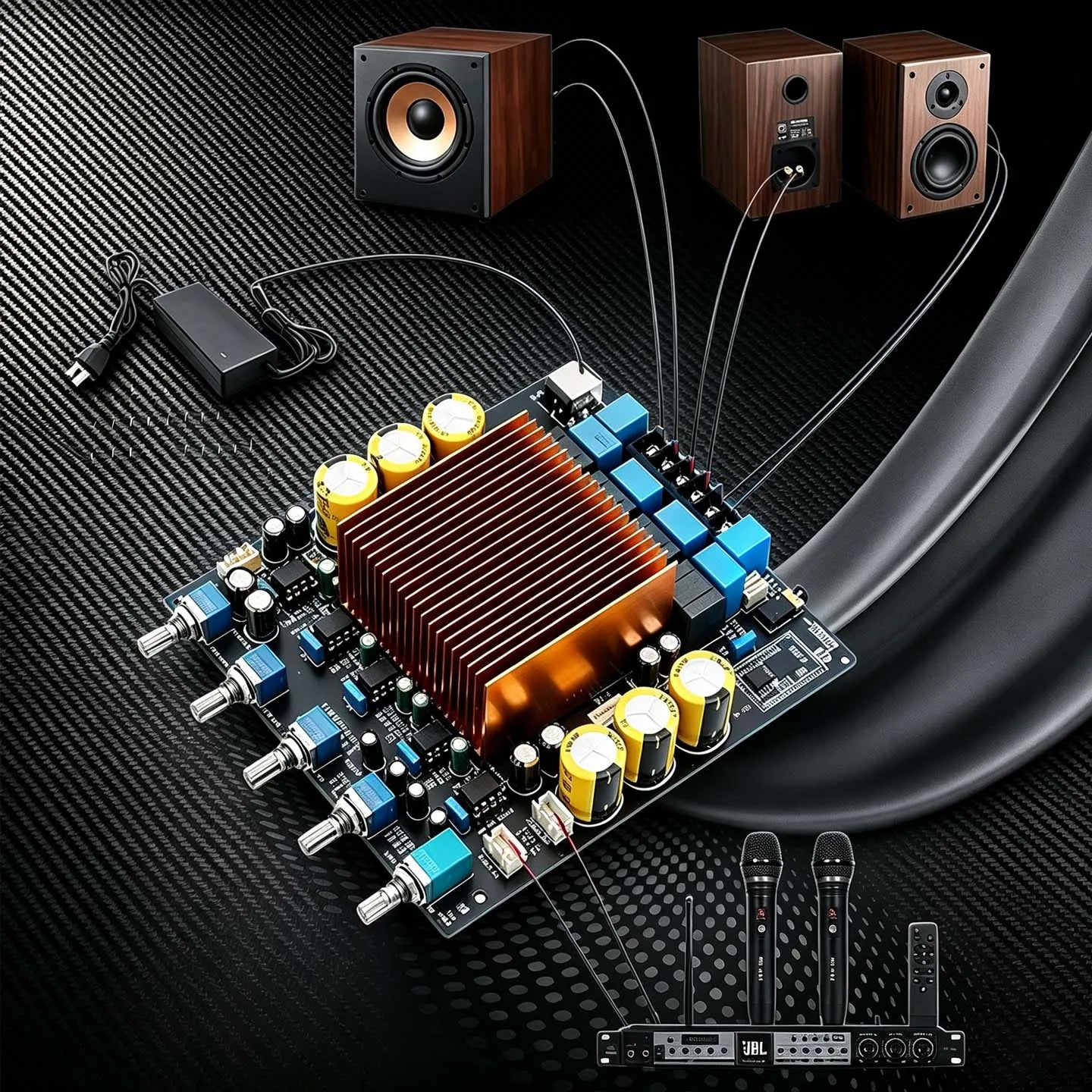 YJCO TPA3255 HIFI 2.1 Amplifier Board QCC3084 Bluetooth 5.4 24Bit/96K LDAC AptX HD 300W×2/4Ω+600W/2Ω Subwoofer Output Audio Amp