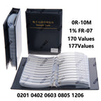 0201 0402 0603 Resistor Kit SMD Book Resistor Assortment Kit 0805 1206 1% FR-07 170 Values 0R-10M Smd DIY Sample Book