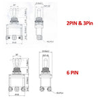 1PC IP67 Waterproof Toggle Switch 30A 12VDC SPST SPDT DPDT ON-OFF ON-ON ON-OFF-ON 2 Pin 3 Pin 6 Pin With Screw Terminal