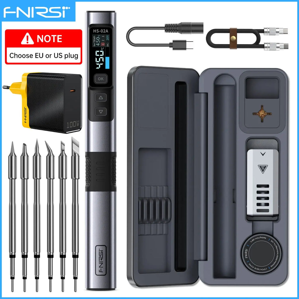 FNIRSI HS-02  Smart Soldering Station 100W Electric Soldering Iron Adjustable Constant Temperature Fast Heat Solder Iron Kit