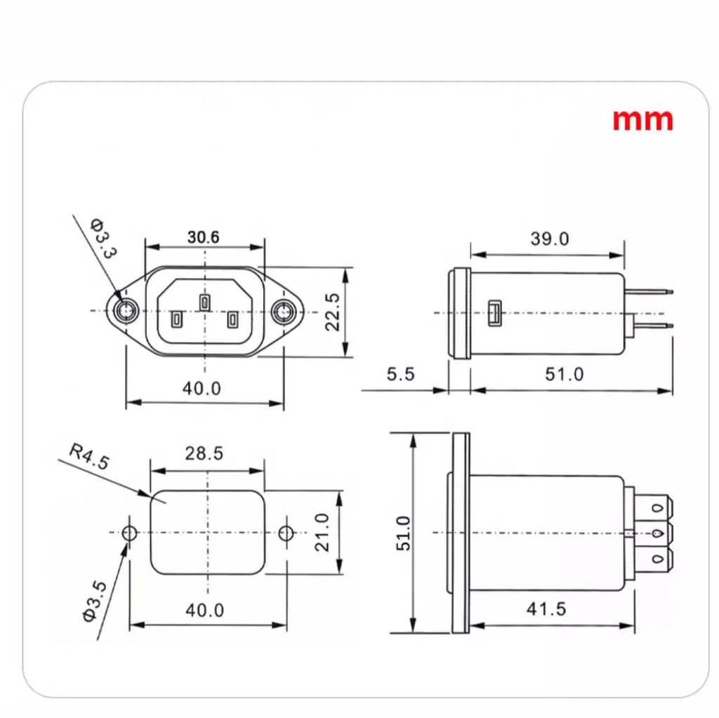 Single-phase EMI filter/IEC T-Socket filter CW1D-3/6/10A-T 250V Audio power supply filter power purifier Anti-interference