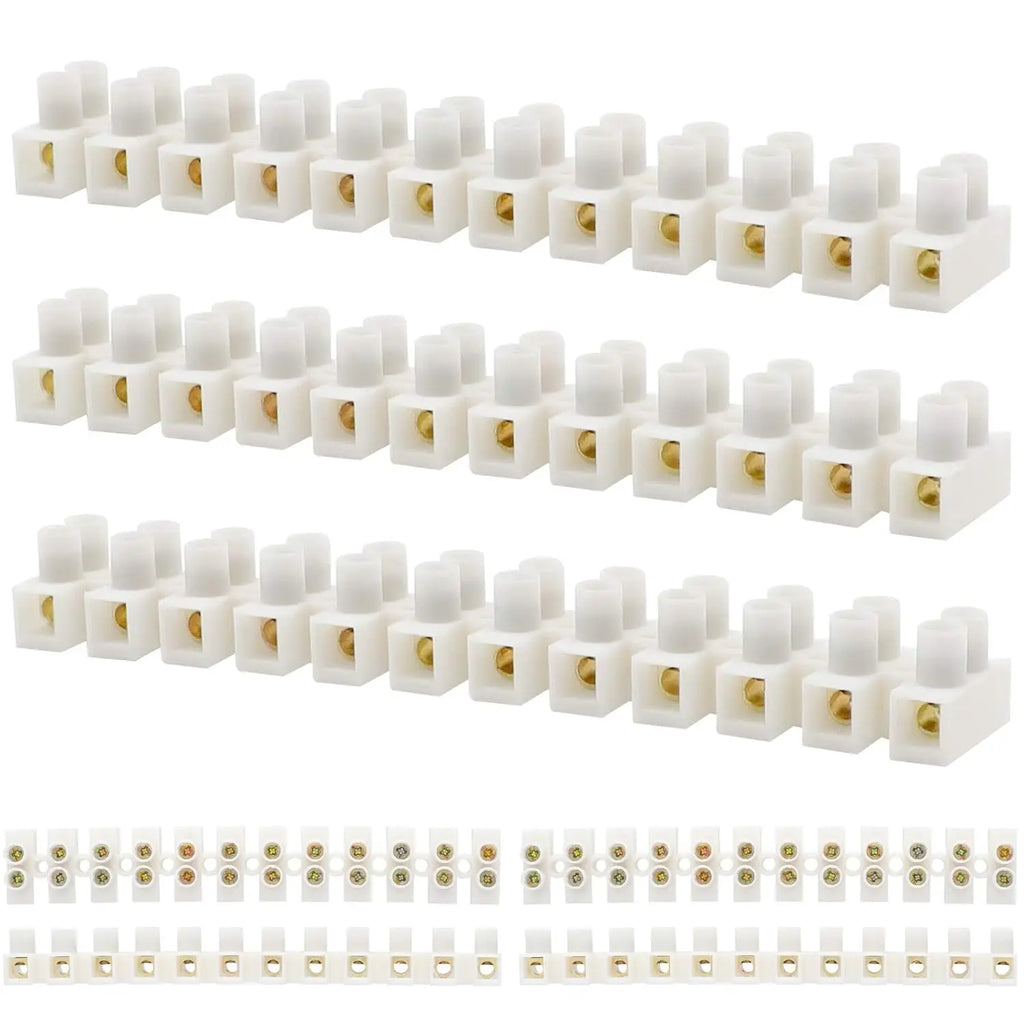 10/20 Pack Terminal Block, 12-Position Dual Row Terminal Strip Screw Terminal Electric Barrier Block for Small Home Projects
