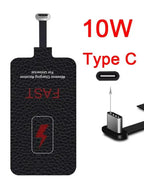 10W Wireless Charging Receiver for Samsung Huawei Xiaomi Iphone5-7 Universal Micro USB Type C Fast Wireless Charger Adapter