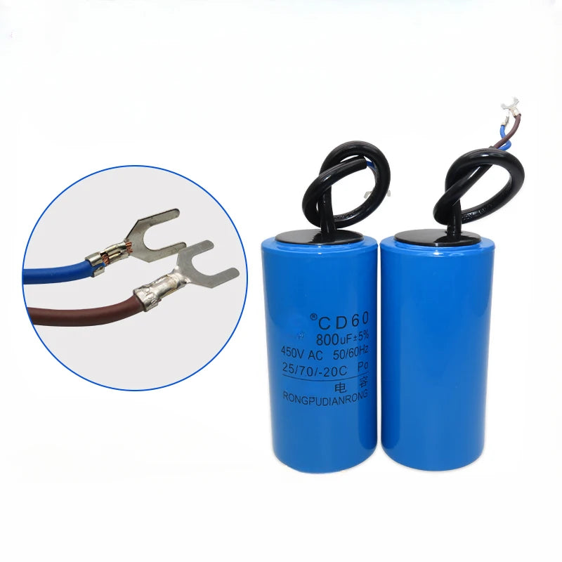 CD60 Motor Water Pump Starting Capacitor 250V 450V AC 50UF 75UF 100UF 150UF 200UF 250UF 300UF 350UF 400UF 500UF 600UF 800UF