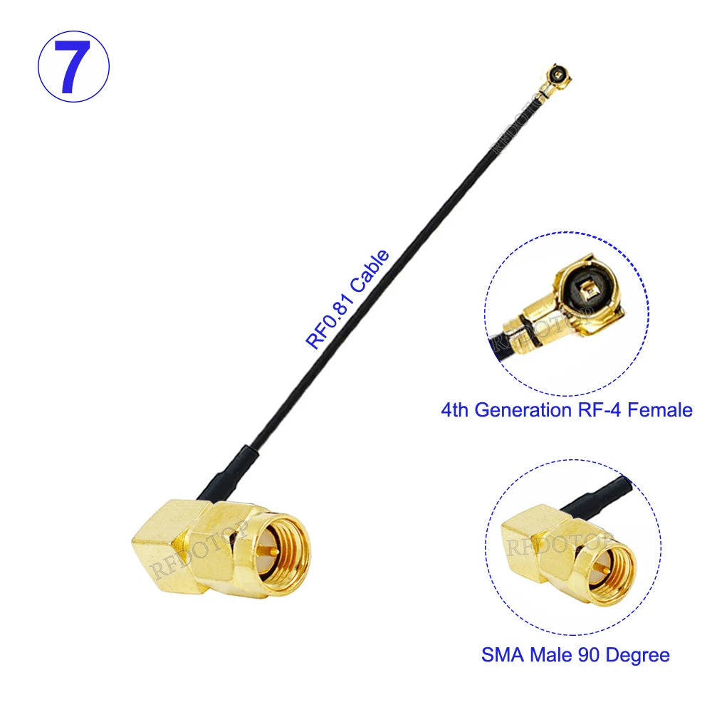 10Pcs/lot SMA to MHF4 RF0.81 Cable RP-SMA/SMA Male to IPX-4 MHF4 Female Connector WIFI Antenna Pigtail Jumper Extension RF Cable