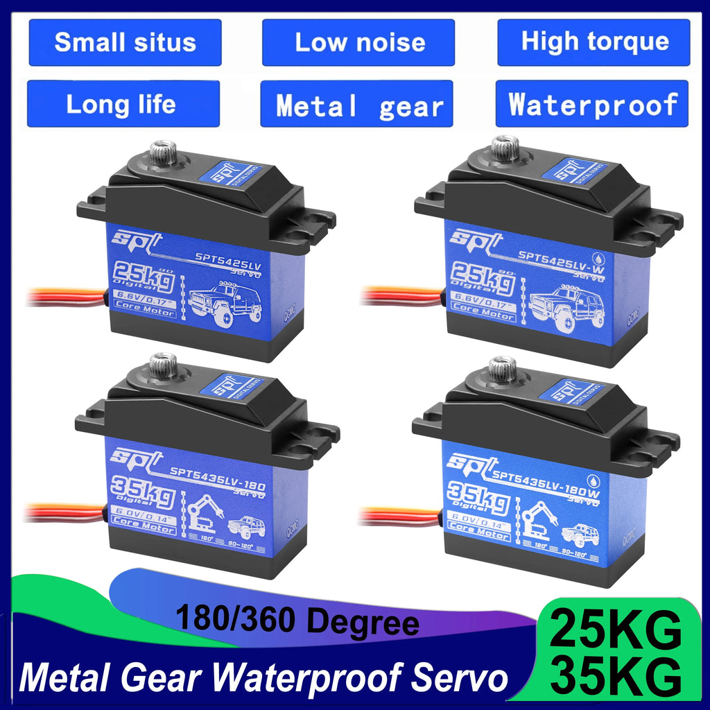 SPT 25KG 35KG Digital RC Servo Large Torque 180° 360° Metal Gear Waterproof Motor for RC Crawler Car SCX10 TRX4 Drift Robot