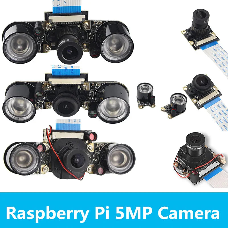 Raspberry Pi 4 Camera 5MP 1080P Night Vision Fisheye IR-CUT Camera Infrared Light OV5647 Webcam for Raspberry Pi 4B 3B+ 3B Zero