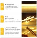 Super Bright 220V COB LED Strip Neon Lights 280LEDs/m Flexible Kitchen Lamp RA90 Waterproof LED Tape With EU Power Plug 1M-30M