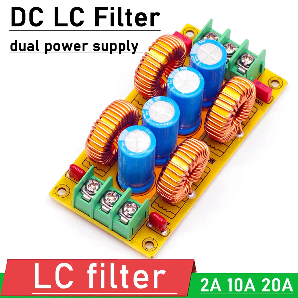 Positive Negative Dual Power DC LC Low-Pass Filter Electromagnetic Interference EMI for Car Amplifier Noise Filtering