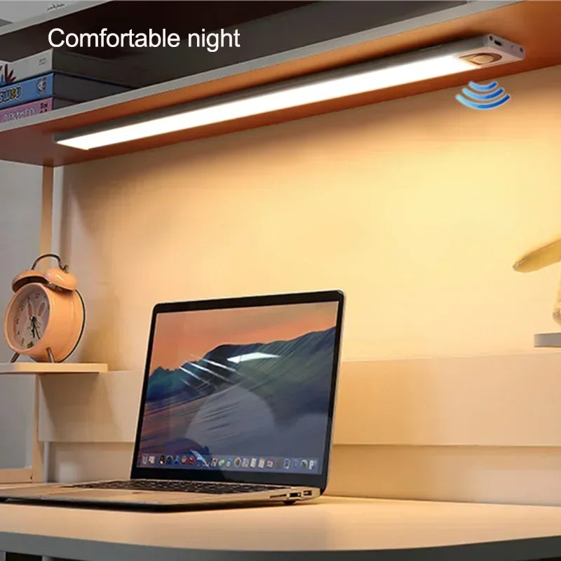 Under Cabinet Lights LED Motion Sensor Night Light Thin Rechargeable Dimmable Lamps Kitchen Cabinet Bedroom Wardrobe Lighting