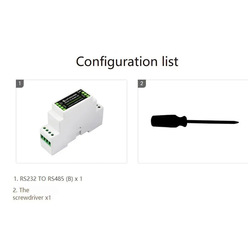 2X Waveshare Industrial Rail Type RS232 To RS485 Converter 300-115200Bps Active Digital Isolation Wide Voltage