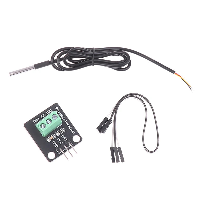 DS18B20 Temperature Sensor Module Waterproof Digital Sensor Cable Stainless Steel Probe Terminal Adapter For Arduino