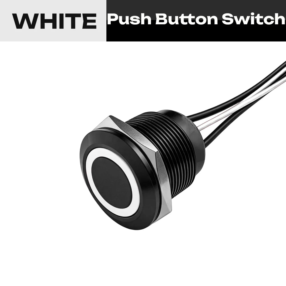 FILN 22mm 20A Waterproof Metal Push Button Switch Ring LED Lighted Pre-Wired High Current Power Switch Lamp for Car Boat Marine