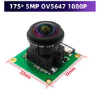 Raspberry Pi Camera 175 Degree OV5647 Sensor 5MP Cameras Module Wide Angle Fisheye Lens for Pi 5 / 4B / 3B+ / 3B / Zero 2 W 1.3