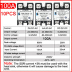 LCTC 10Pcs SSR 10A25A40A50A60a80A100a Solid State Relay DC to AC AC to AC DC to DC Single-phase Relay Zero-crossing Type