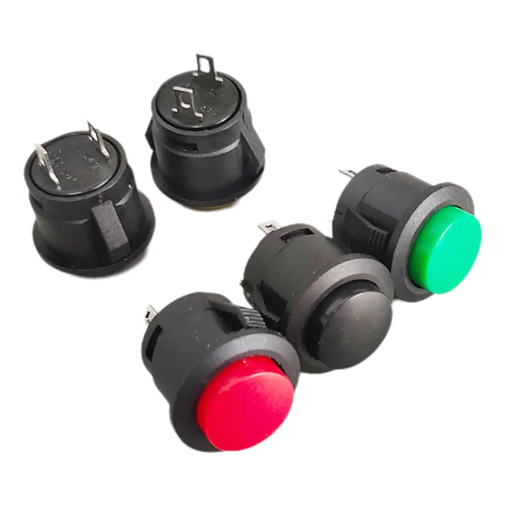 6PCS R13-507 Self Resetting Power Button Card Buckle Switch 16mm round Multiple Panel Mounting without Lock for Electronics