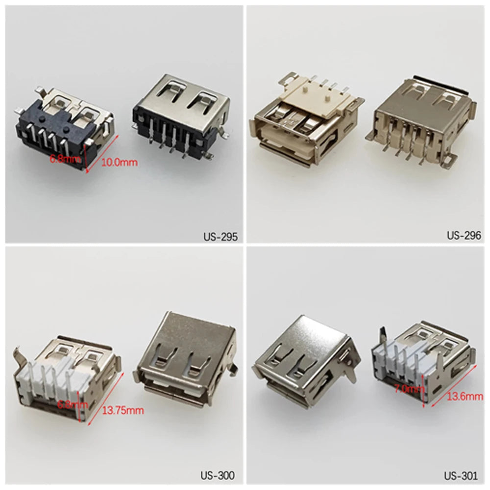 5PCS USB2.0 Female USB Socket Connector 4P USB 2.0 4 Pin Female USB 2.0 Transfers Jack For Laptop Notebook Computer USB Type A/B