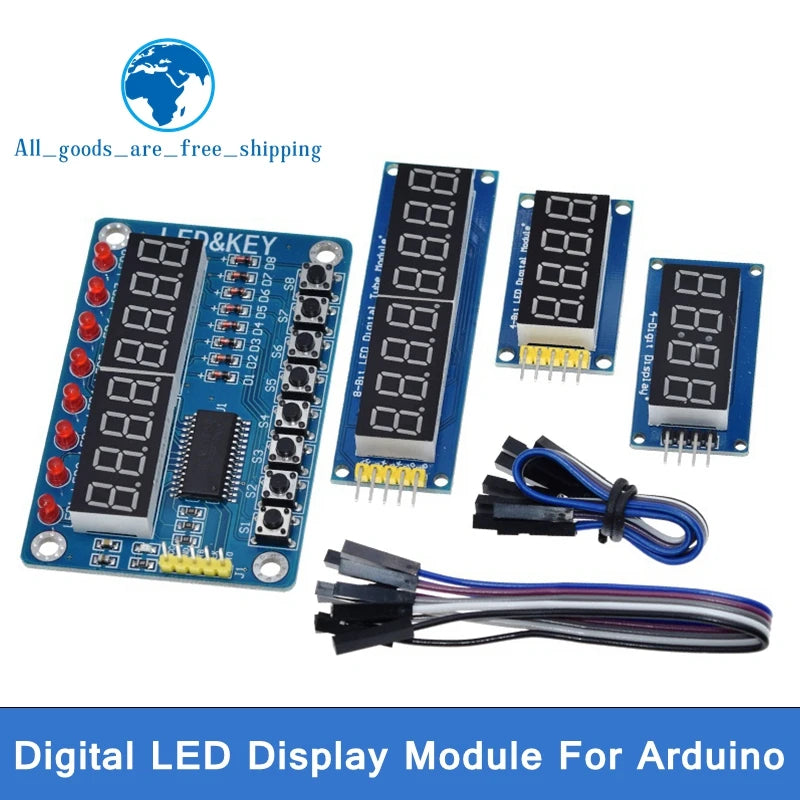 TZT TM1637 4 Bits / TM1638 / 74HC595 8 bit Digital LED Display Module 7 Segment 0.36Inch Clock RED Anode Tube Four Serial Driver