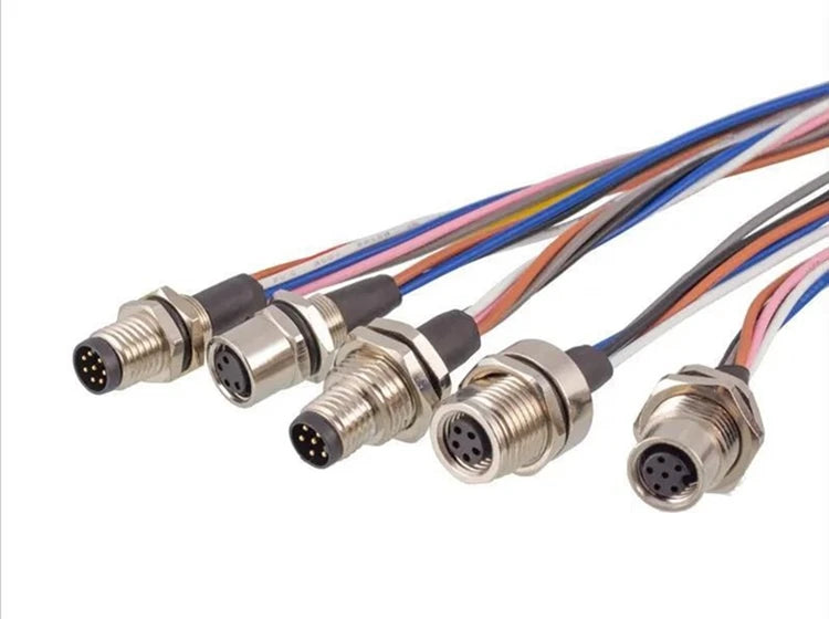 M8 Socket 3 4 5 6 8 Pins Female Male Solder Type Front Back Panel Mount Waterproof Connectors