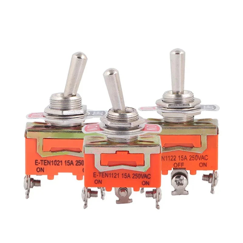 5Pcs Miniature Toggle Switch SPST SPDT DPDT 250V/15A 2 3 Position Power Switch E-TEN-1021/1121/1122/1221/1321/1322