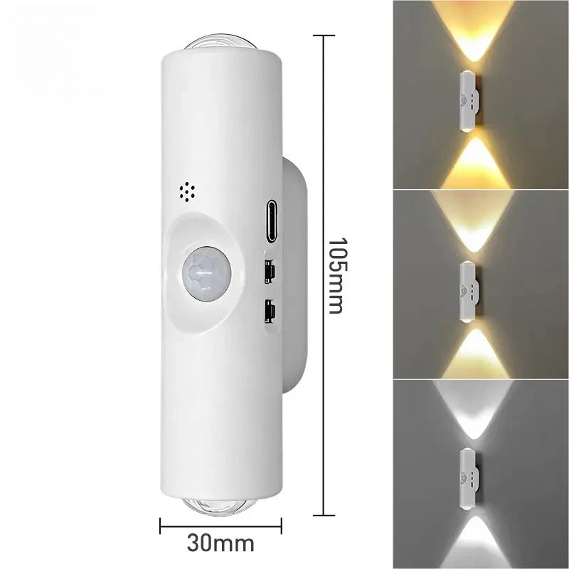 LED Motion Sensor Light Wall-Mounted Dual-Head Night Lamps Magnetic Wall Lamp for Entryway Bedside Closet Living Room Bedroom