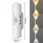 LED Motion Sensor Light Wall-Mounted Dual-Head Night Lamps Magnetic Wall Lamp for Entryway Bedside Closet Living Room Bedroom