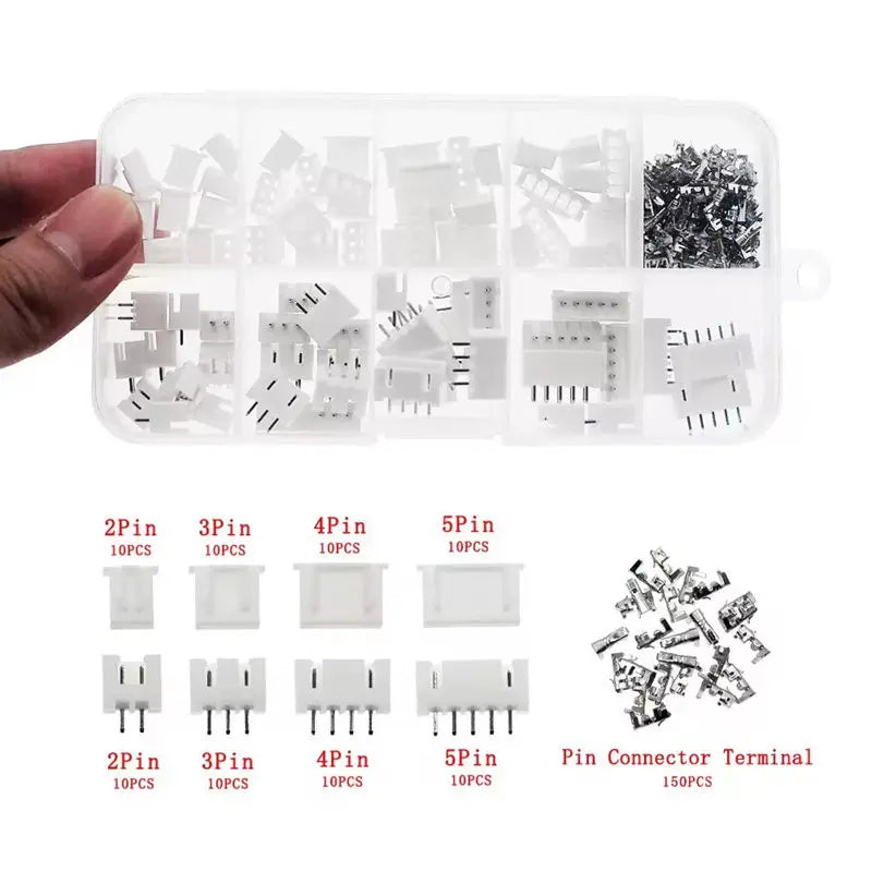 230PCS XH2.54 2/3/4/5p Housing+Straight Pin+Terminal 2.54mm Male And Female Housing Kit Pin Connector Terminal Connector Kit