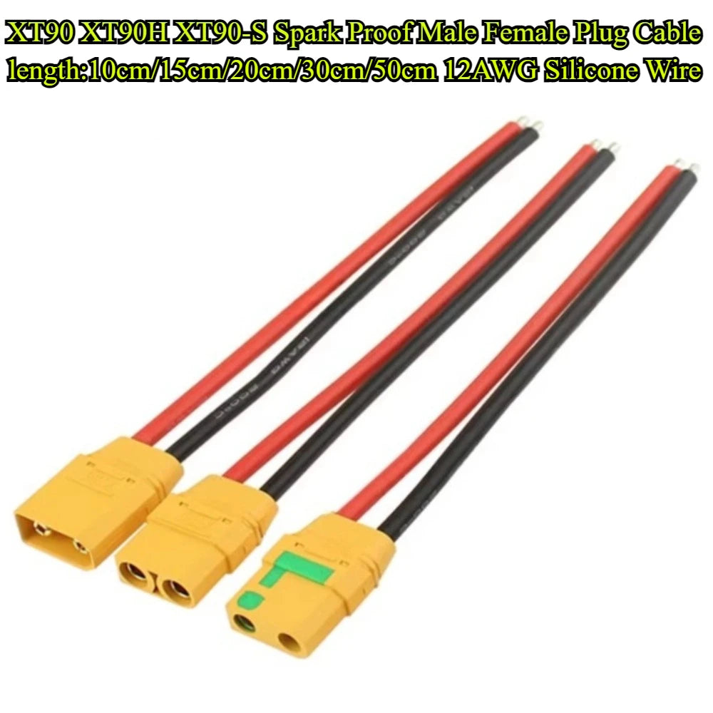 XT90 XT90S Male Female Plug Battery Connector with 12AWG Silicone Wire 10cm/15/20/30/50cm for RC Airplane Lipo Battery Drone Car