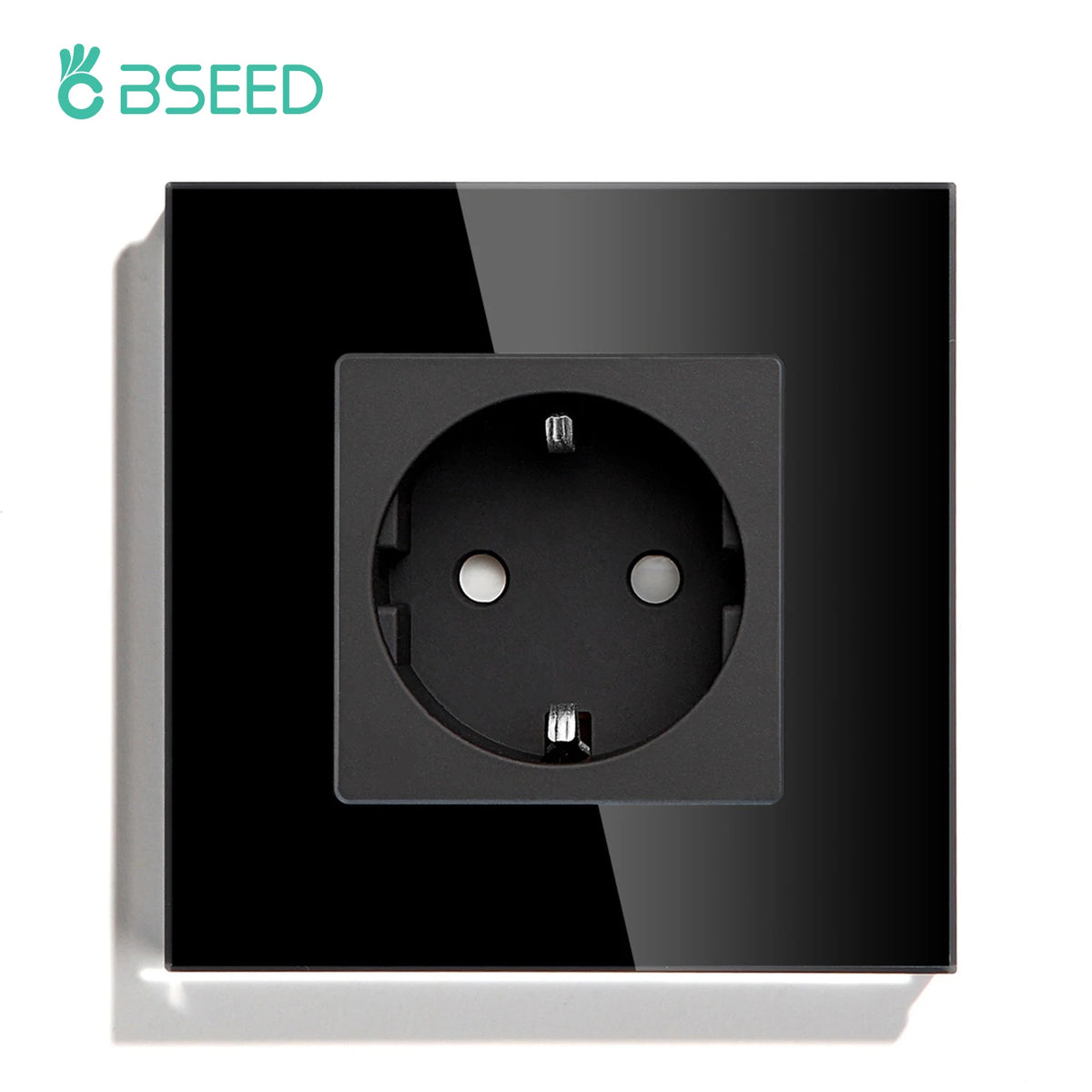 BSEED EU Standard 1/2/3Gang 2Way Wall Touch Switch Light Sensor Switches Wall Socket USB Type-C Crystal Glass Panel 240V Black