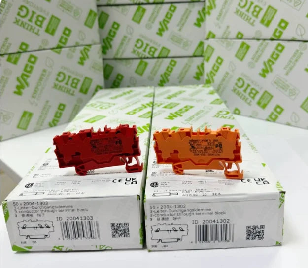 WAGO 2004‑1301 1302 1303 DIN Rail Terminal Block 3‑Conductor Cage‑Clamp 0.5‑4mm² 32A 800V Spring Connection Connector