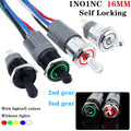 16MM Metal Toggle Switch Waterproof LED Light Self-locking 2/3 Position On Off Micro Button Switch 1NO1NC 15A 12V 220V 3pin/5pin