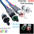 16MM Metal Toggle Switch Waterproof LED Light Self-locking 2/3 Position On Off Micro Button Switch 1NO1NC 15A 12V 220V 3pin/5pin