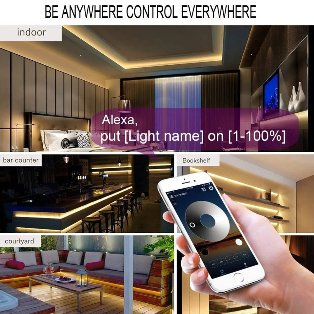 Wall Touch Wifi Bluetooth COB LED Neon Strip Light 220V Dimmable 23key Remote Control Power Kit AC 220V 288LED/m Waterproof Rope