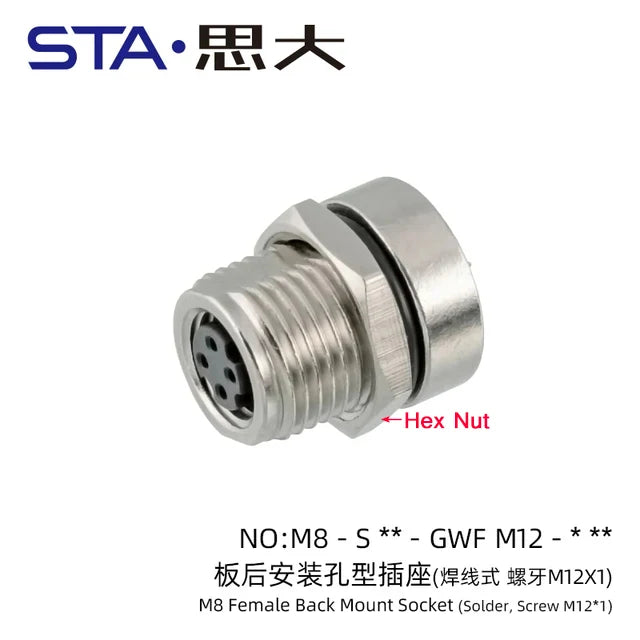 3 4 5 6 8 Pins M8 Solder Welding A D Coding Male Female Panel Mount IP67 Sensor Circular Connectors