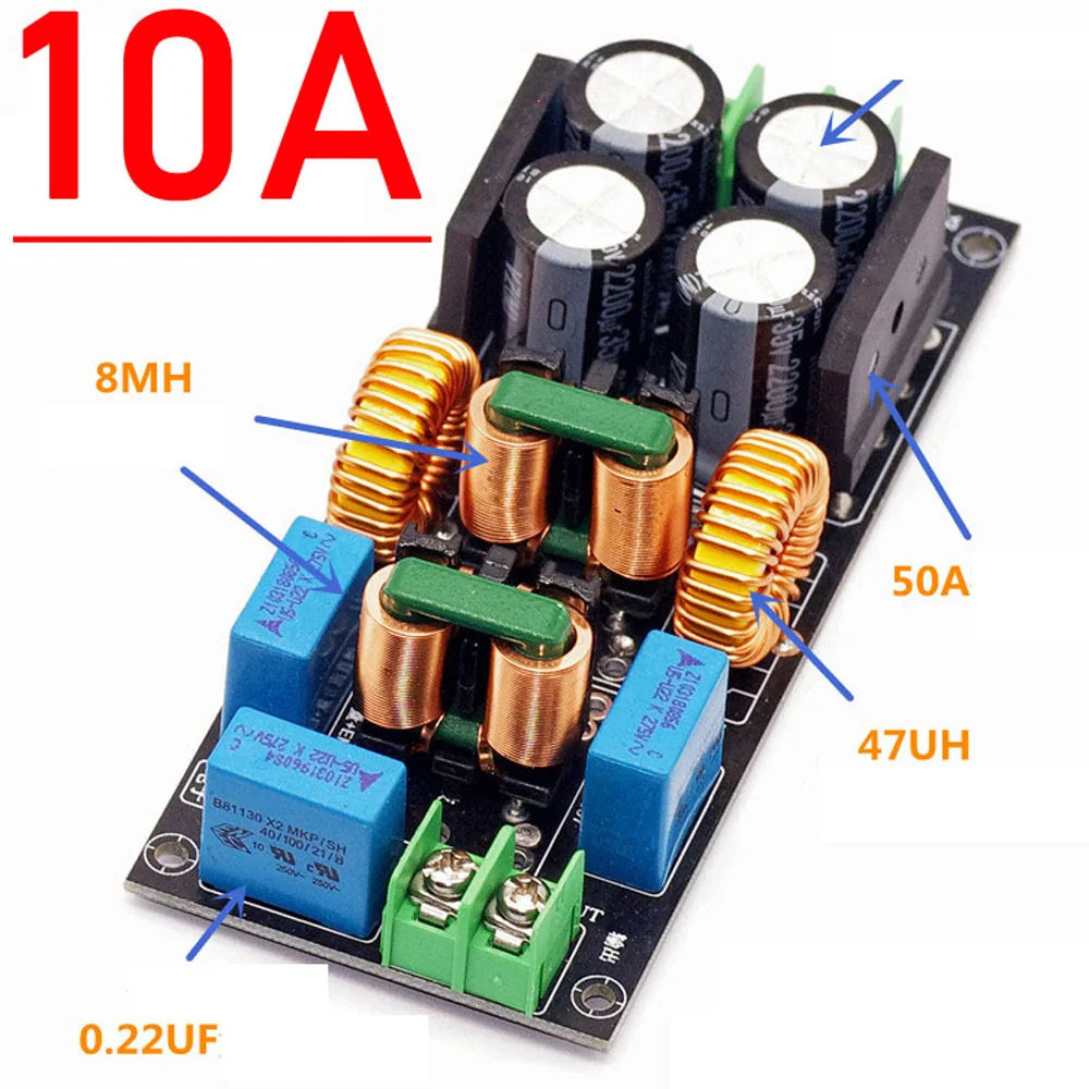 4A 10A 20A AC EMI Filter Audio Power Amplifier EMC EMI Electromagnetic Interference Purify Power DC Differential Mode Common