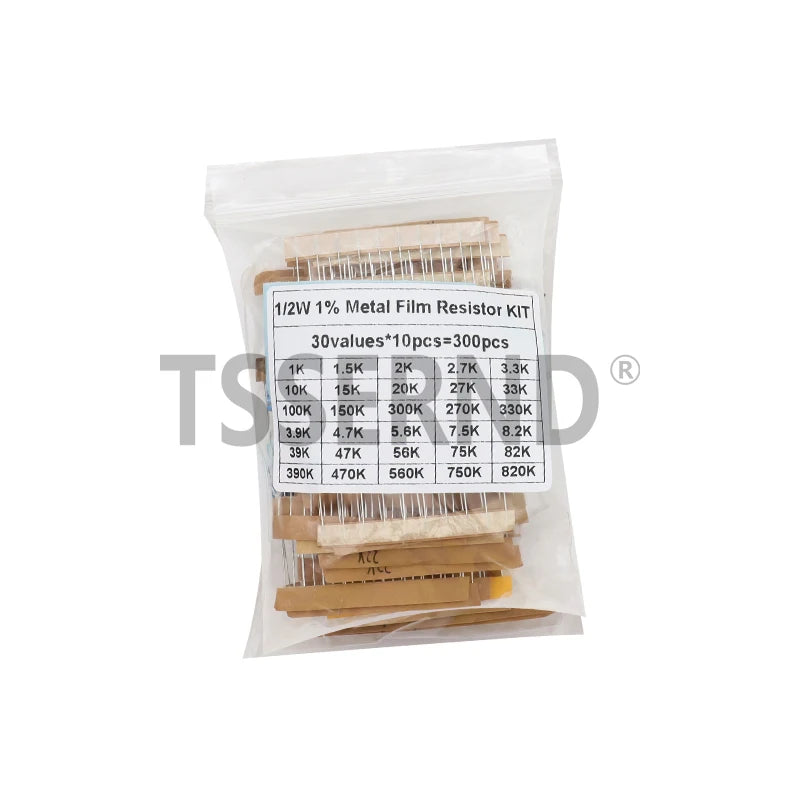 150PCS 300PCS 1/2W 1W 2W 3W Resistance 1% Metal Film Resistor Assortment Kit Set 30Kinds Each 5/10PCS 1R~750R 1K~820K Ohm