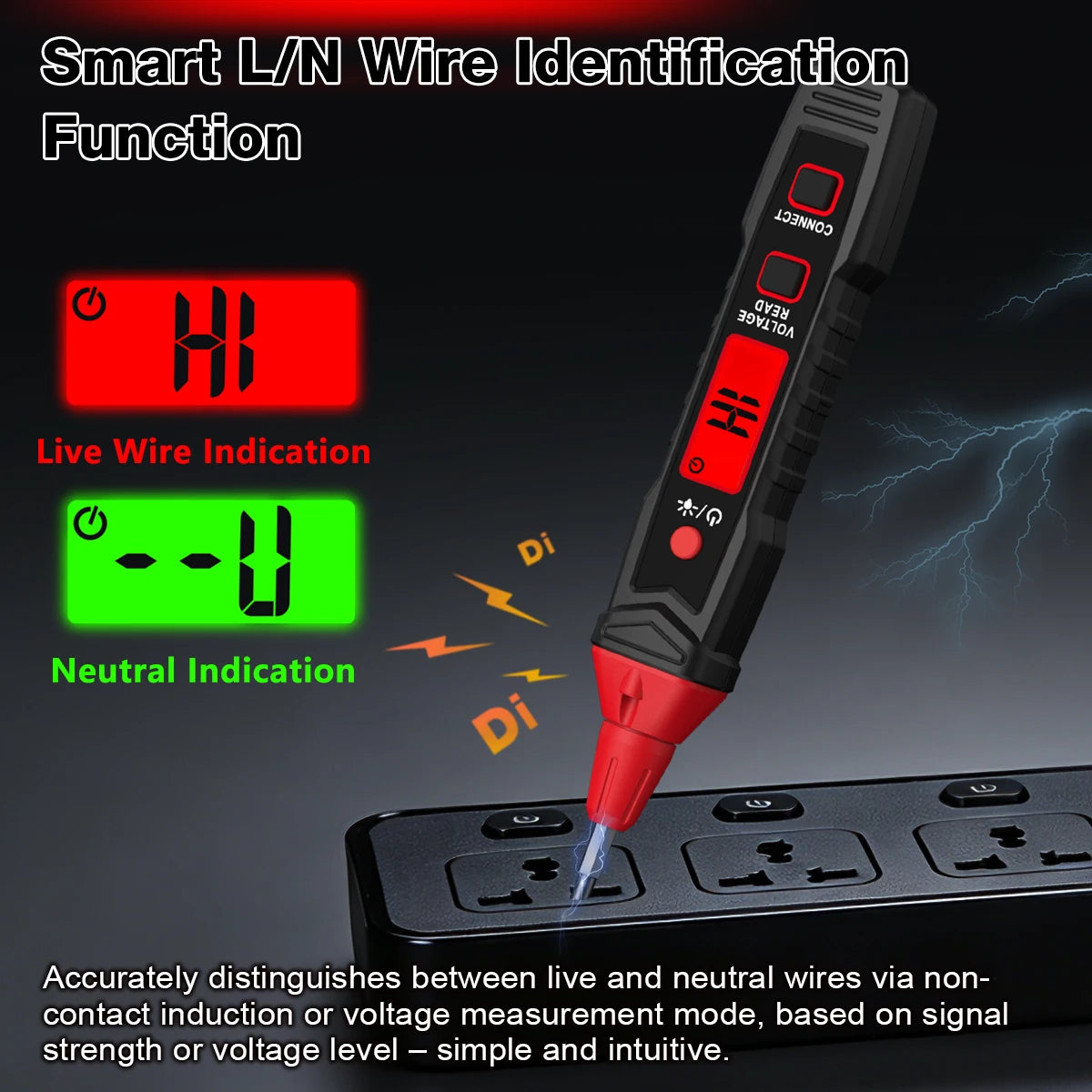 HABOTEST Digital Voltage Tester Pen HT91E+ LCD AC Voltage Detector 12-300V Live Neutral Wire Finder Flashlight  Electrical Tool