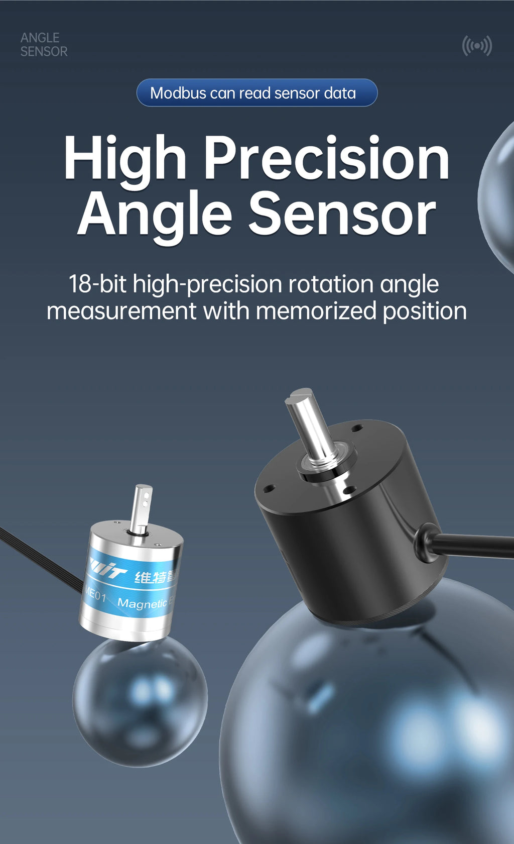 WitMotion JY-ME02 Rotary Absolute Encoder Digital High-Precision Angle Sensor 485 CAN Interface Power-Off Memory Angle Sensor
