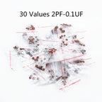 300pcs/lot 50V 2PF-0.1UF 30 valuesX10pcs ceramic capacitor Assorted Kit Electronic Components Package 2pF 30pF 100pF 1nF 10nF