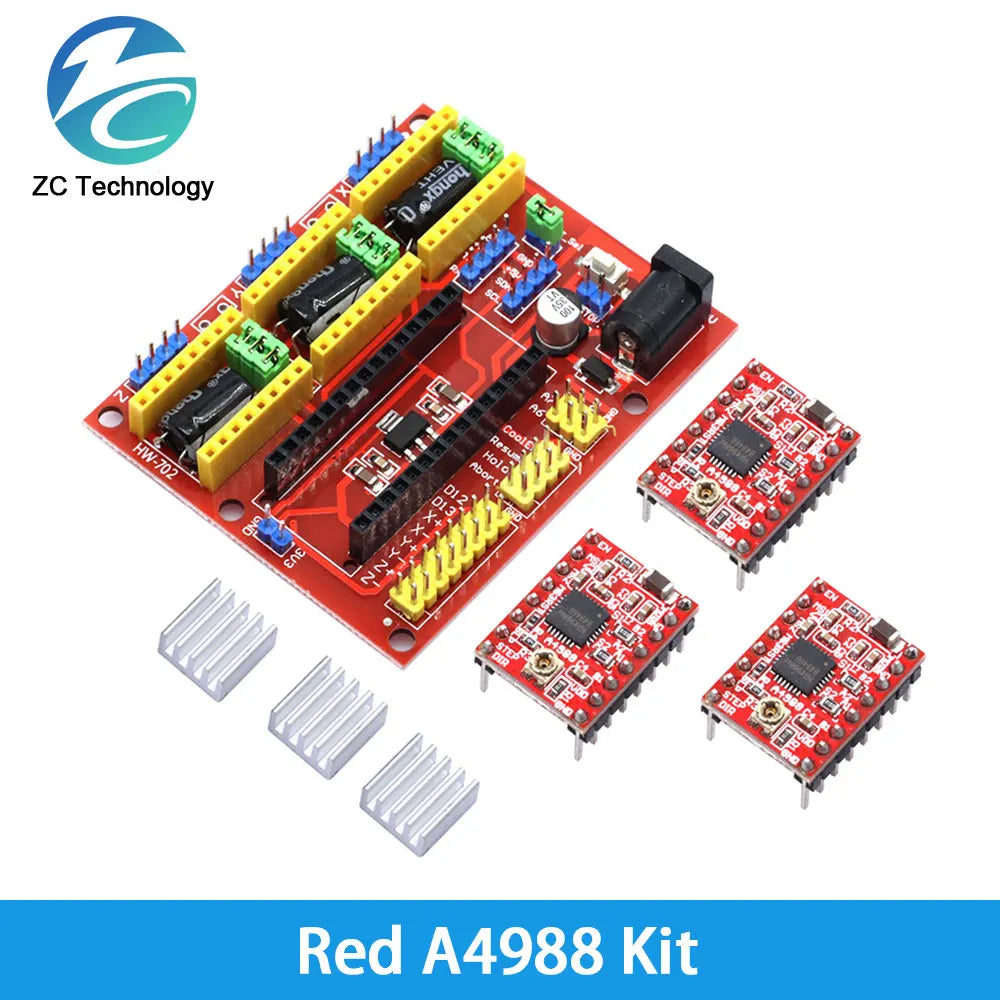 CNC Shield v4 Engraving Machine / 3D Printer / + 3pcs A4988 / DRV8825 / AT2100 Stepper Motor Driver for Arduino