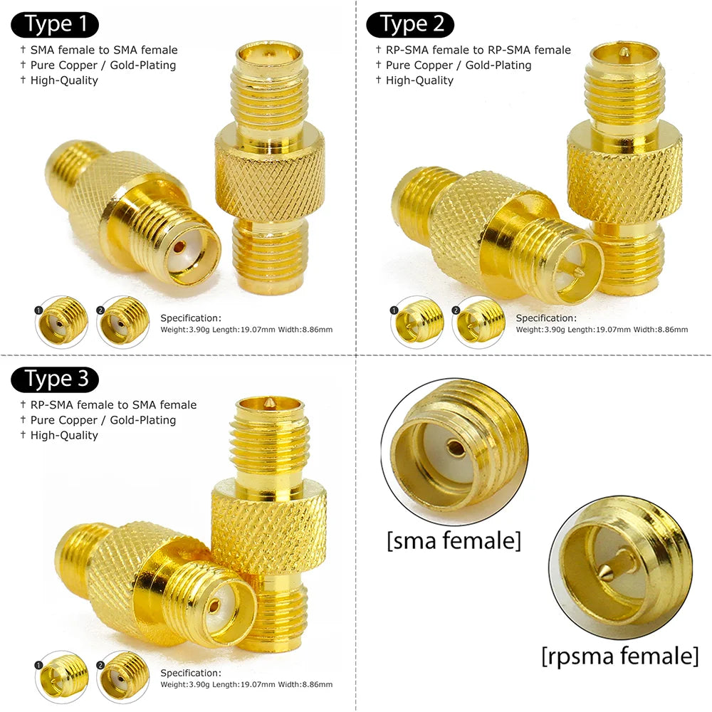 RP-SMA Female RF Adapte SMA Female to SMA Female High frequency Coax Connector Coupler RP-SMA Jack Converter