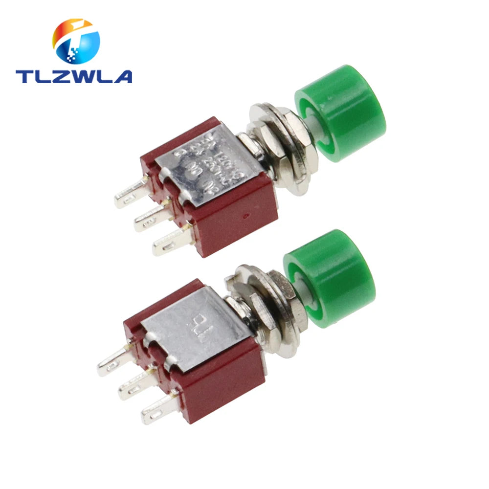 5PCS 3Pin C-NO-NC 6MM Mini Momentary Automatic return Push Button Switch ON-(ON) 2A 250VAC/5A 120VAC