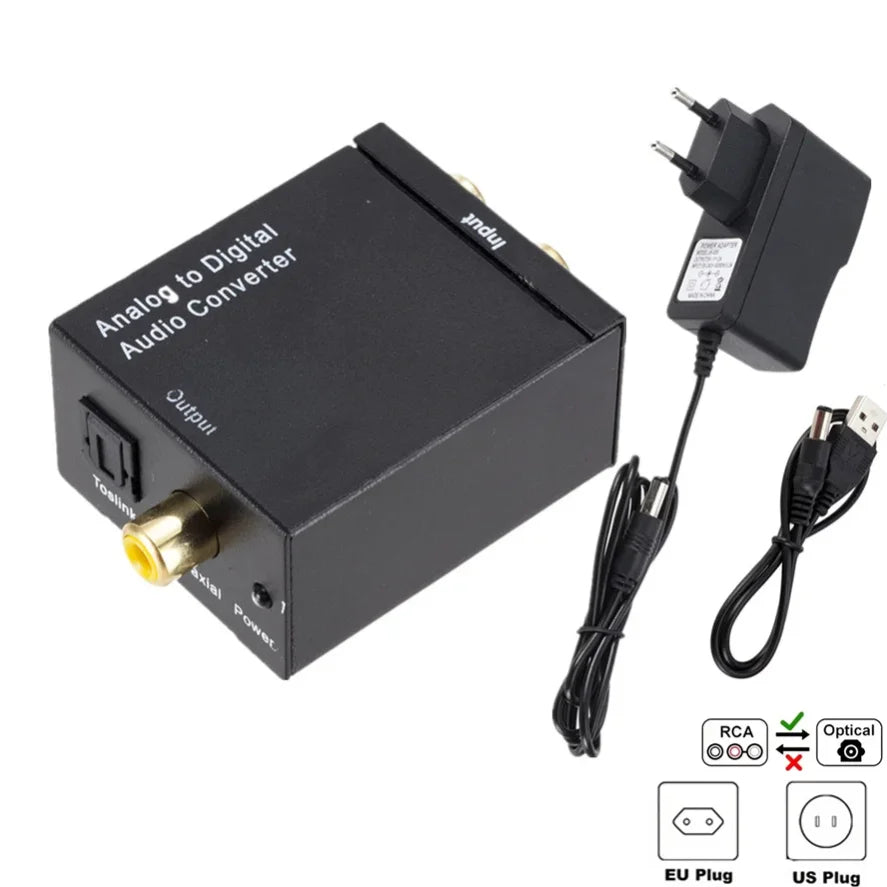 ADC Latest Analog To Digital Converter Optical Coax RCA Toslink Audio Sound Adapter SPDIF Adaptor for Apple TV for Xbox 360 DVD