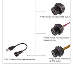 CAZN Waterproof IP67 IP68 Type C Female to Male PFC Flat Cable 3.1 Speed Threaded-type Type-C 3.1 10GB 3A 20V