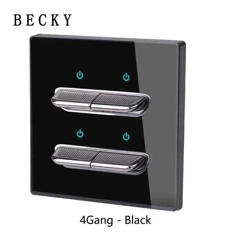 Retro Toggle Light Switch Glass Panel Wall Switch 2 Way EU UK Standard 16A LED Indicator Luxury Vintage Home Interior Ornament