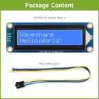 Waveshare LCD1602 I2C LCD Module 16x2 Character 3.3V/5V Backlight Adjustable for Arduino Raspberry Pi  5 Pico ESP32 Jetson Nano