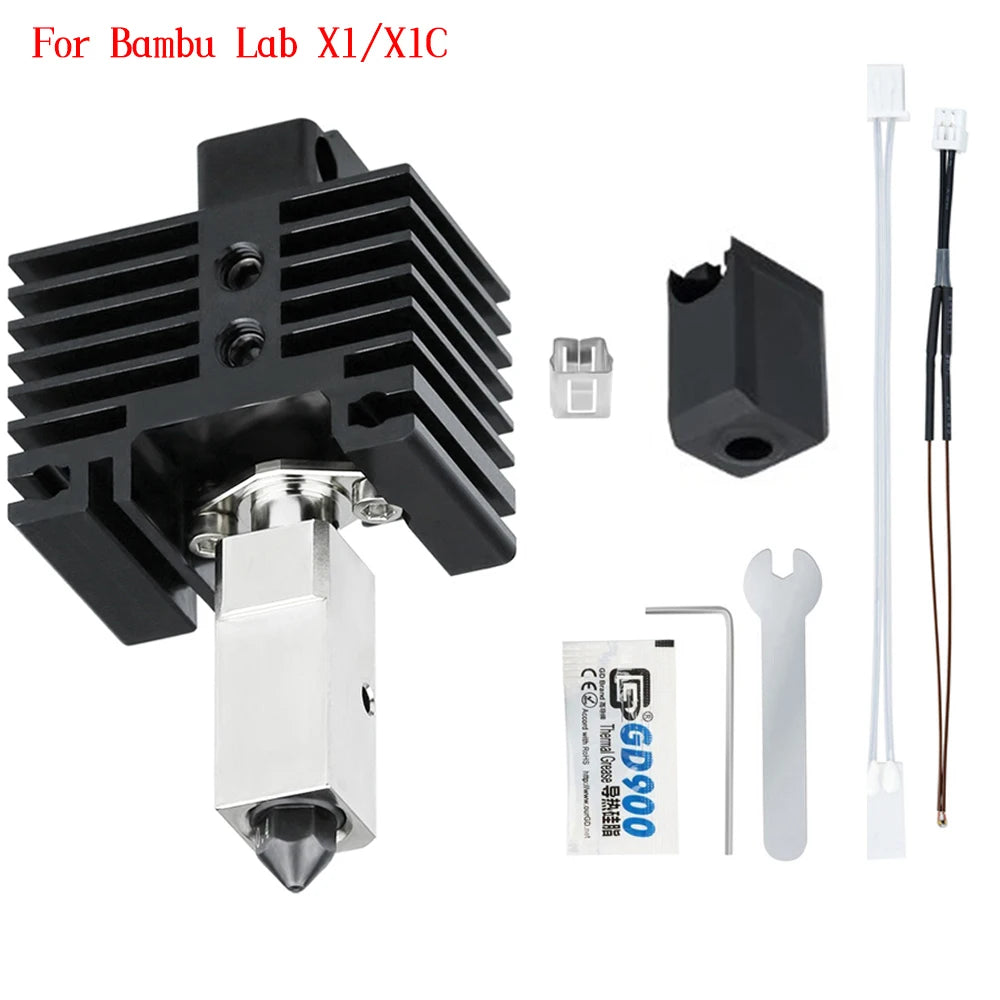 Upgrades V2 Hotend Kit For Bambu Lab P1P X1 P1S X1C Hot End Thermistor Bimetal Throat Bambulab Hardened Steel Nozzle Print Head