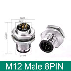 M12 Panel Back Mount Flange Socket Sensor Connector Waterproof Screw Threaded Coupling Male Female 3 4 5 8Pin M1216